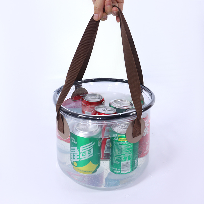 Bolsa de cubo de agua plegable de PVC transparente personalizada para kayak, camping, surf, pesca