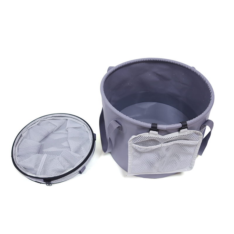 Cubo de agua plegable de PVC para pesca y lavado al aire libre con bolsa de cuerda para acampar, pescar y lavar