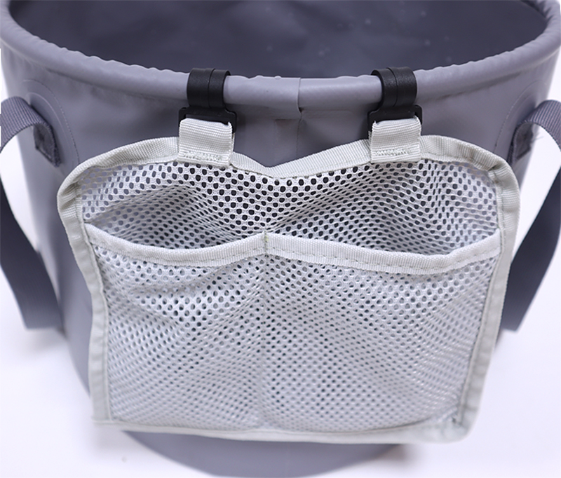 Cubo de agua plegable de PVC para pesca y lavado al aire libre con bolsa de cuerda para acampar, pescar y lavar