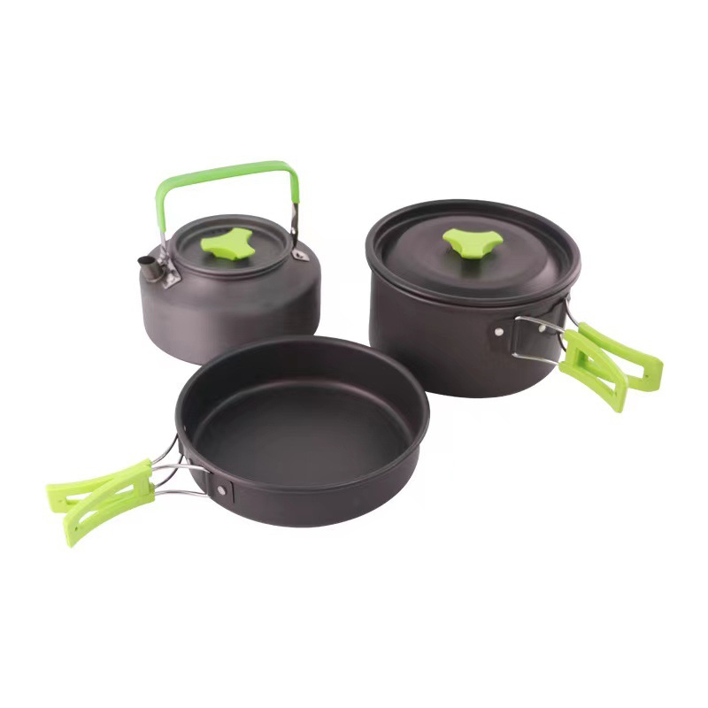 Juego de utensilios de cocina de aluminio para acampar al aire libre