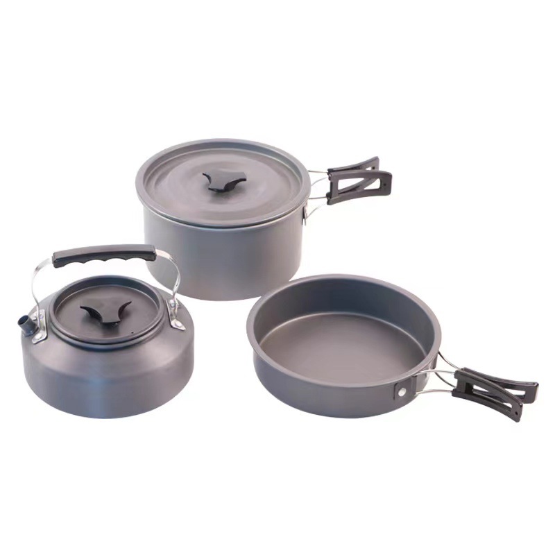Juego de utensilios de cocina de aluminio para acampar al aire libre