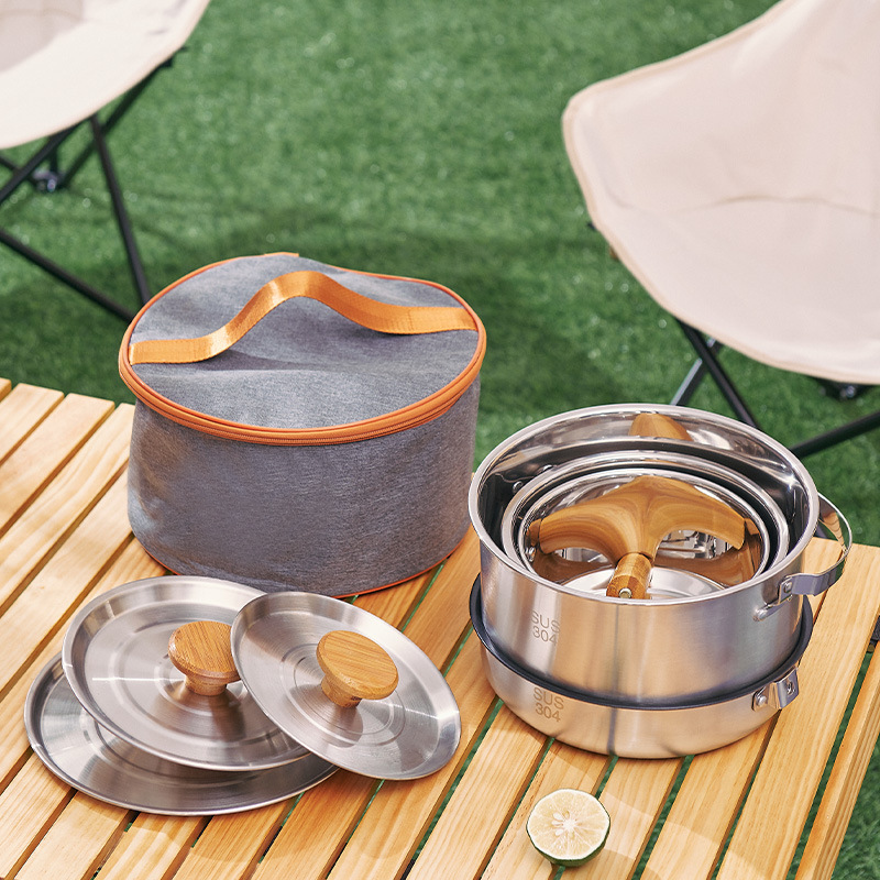 Juego de utensilios de cocina para acampar de acero inoxidable 304