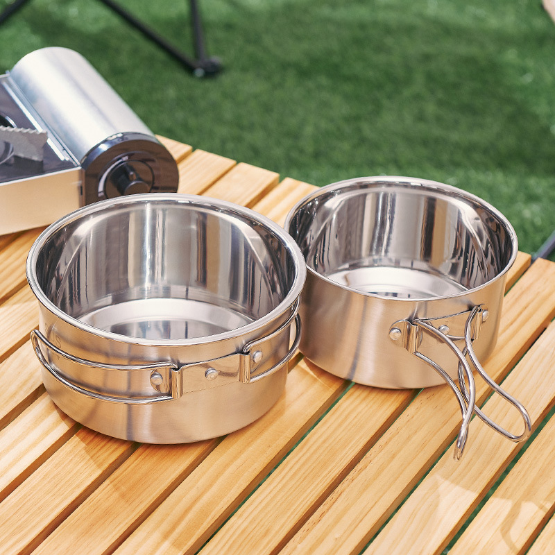 Juego de utensilios de cocina para acampar de acero inoxidable 304