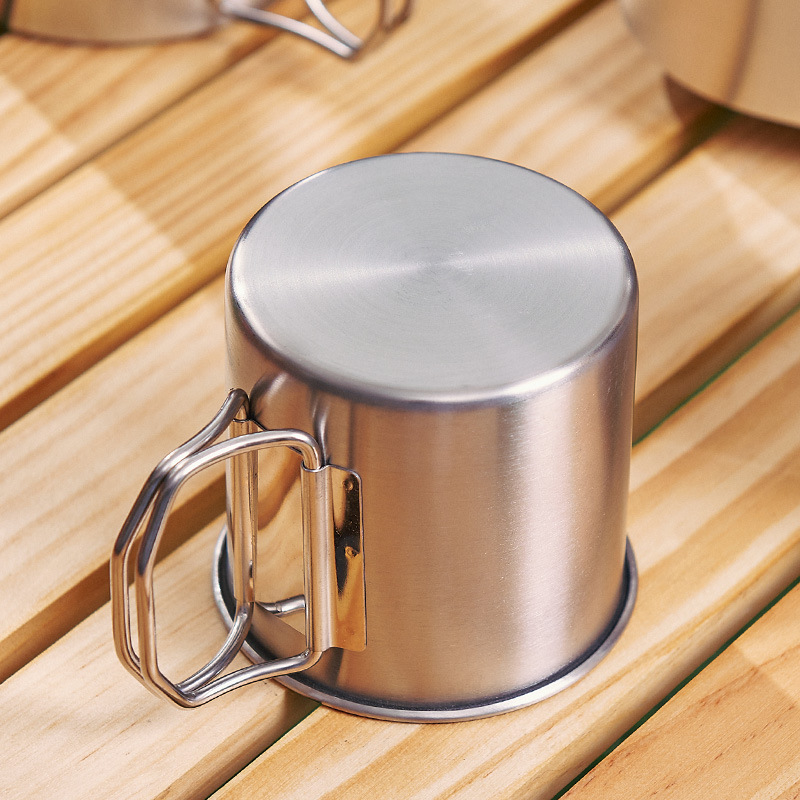 Vaso de agua plegable de acero inoxidable de 260-660 ml para llevar en el exterior, para acampar y picnic