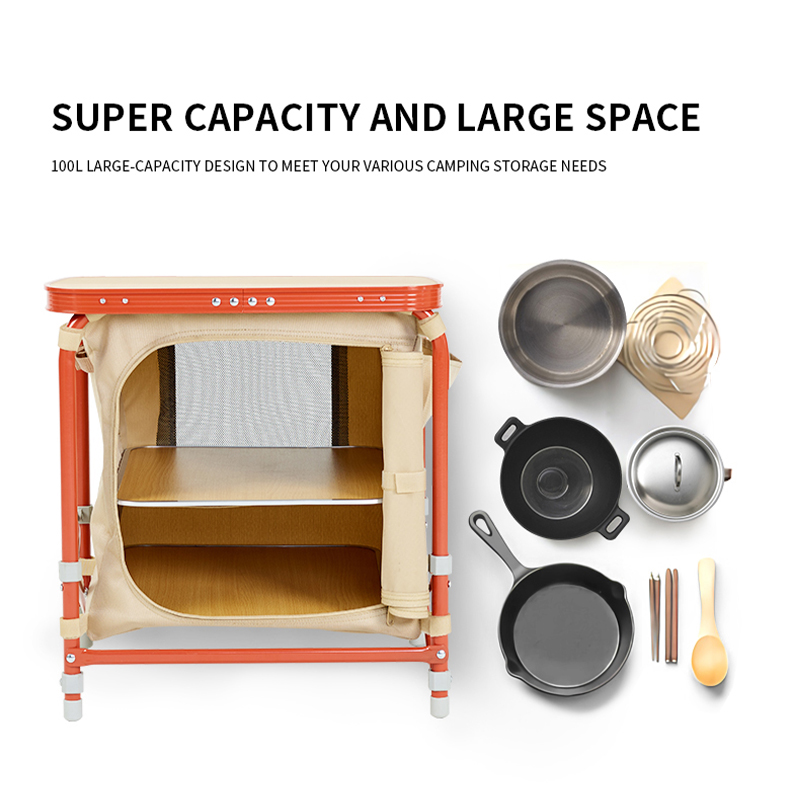 Armario de cocina plegable para acampar: organizador de utensilios de cocina para barbacoa, picnic y patio trasero