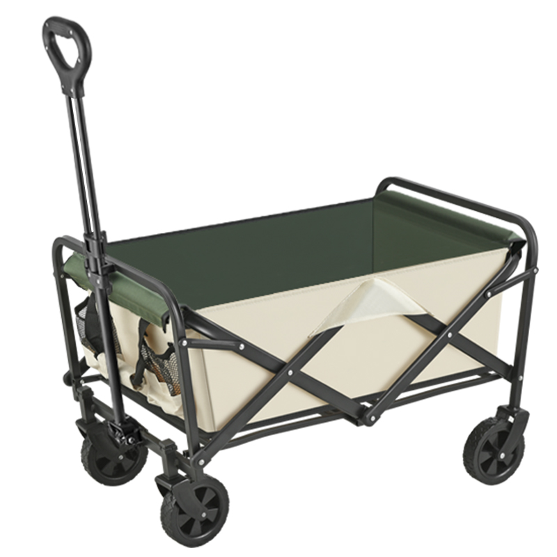 Carro de camping plegable de 80 l con ruedas de PU de 5" para jardín y playa