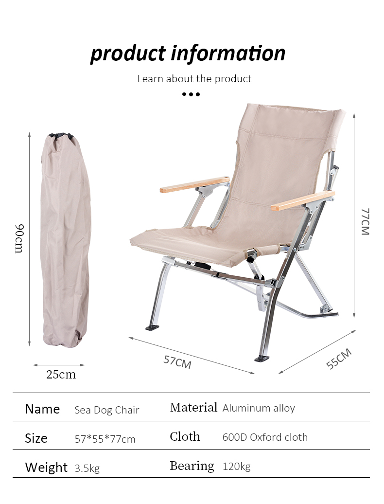 Silla plegable de aluminio para playa, camping y pesca