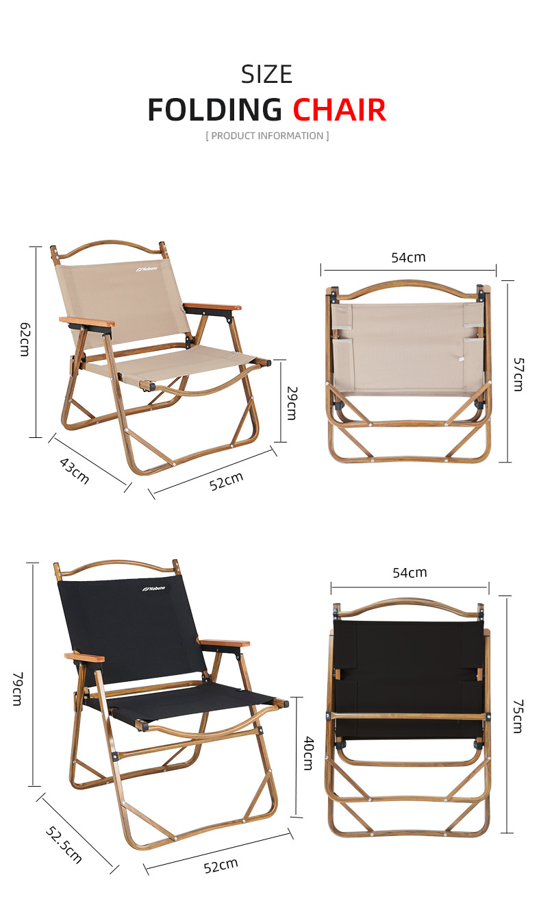 Silla de camping plegable Kermit de aluminio con veta de madera