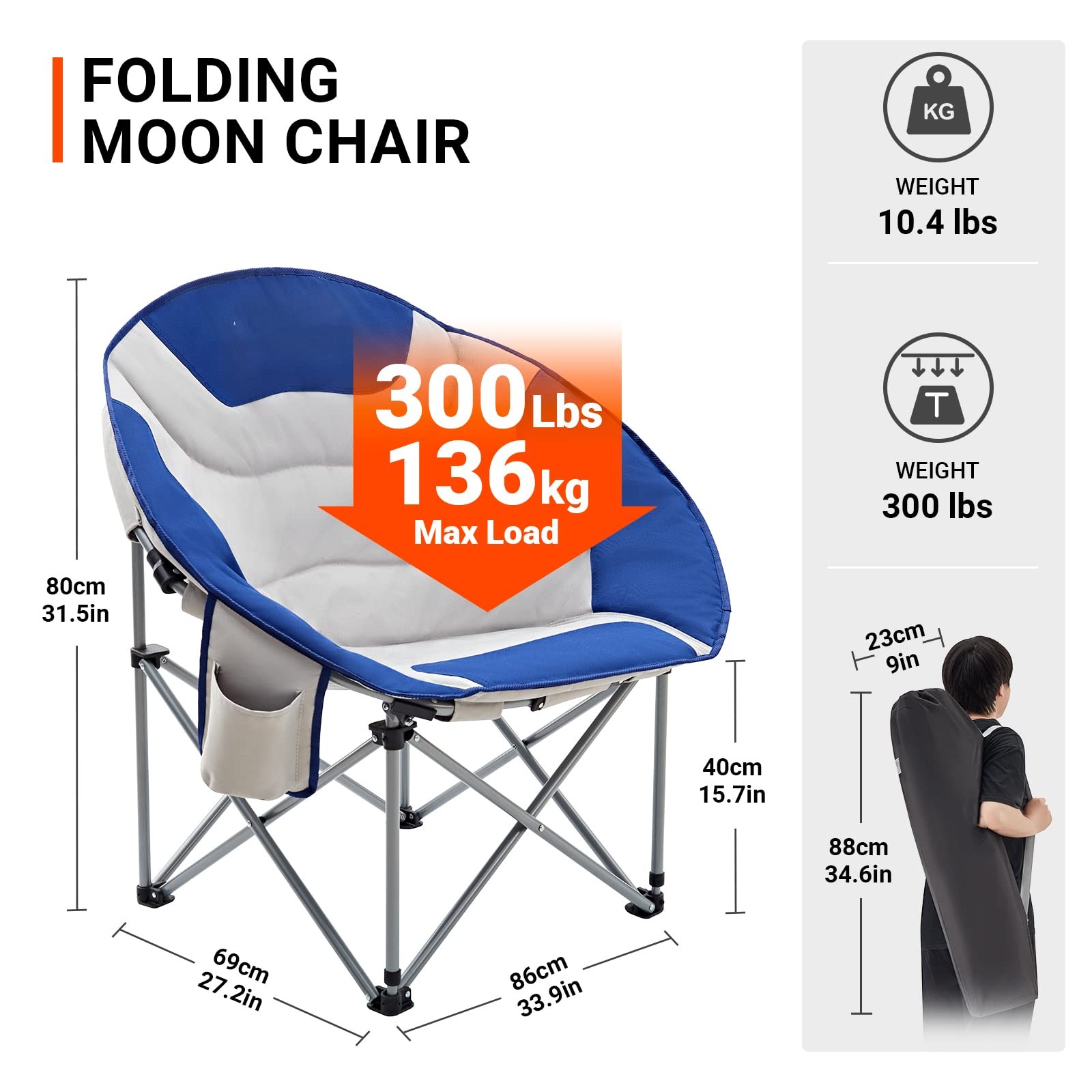 Silla de playa para acampar de gran tamaño y gruesa