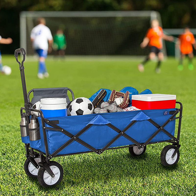 Carretilla de mano plegable extra larga para acampar, para deportes, jardín, playa, compras