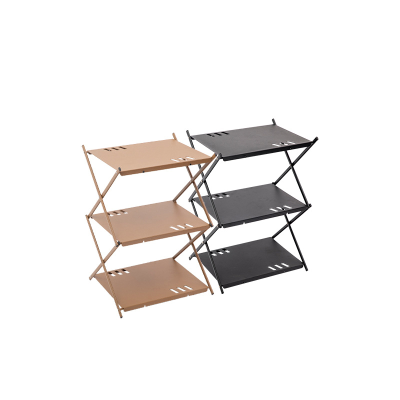 Estante y mesa plegables de aluminio para acampar de 3 capas