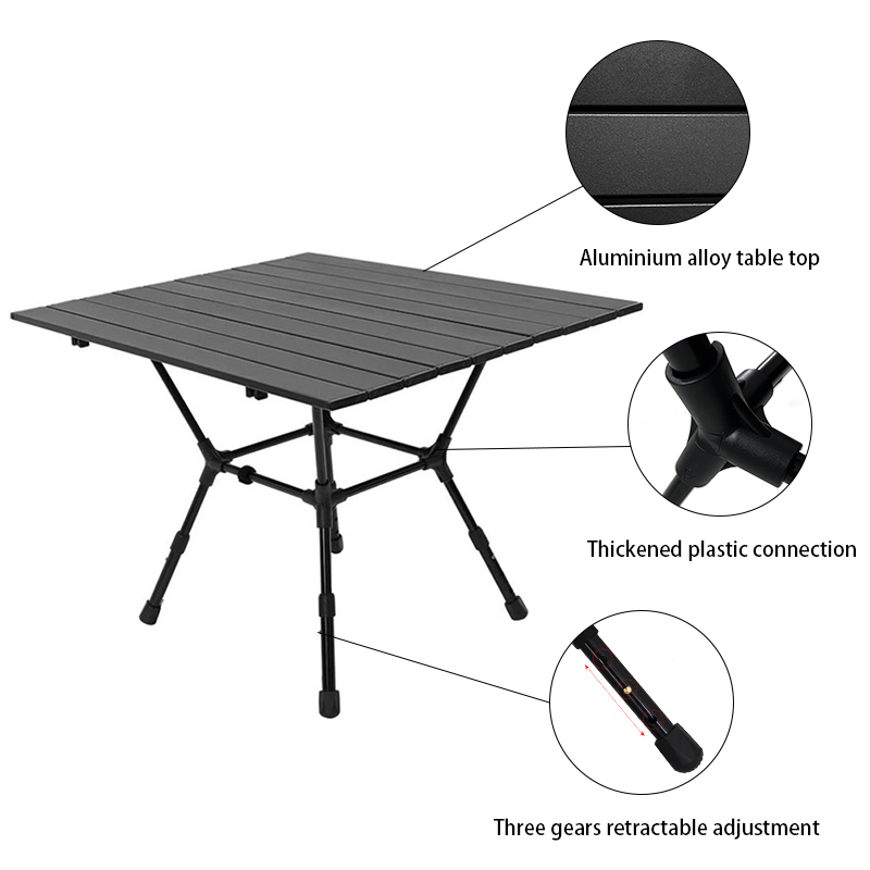 Mesa de camping plegable de aluminio portátil 2023 - Altura ajustable en 3 posiciones