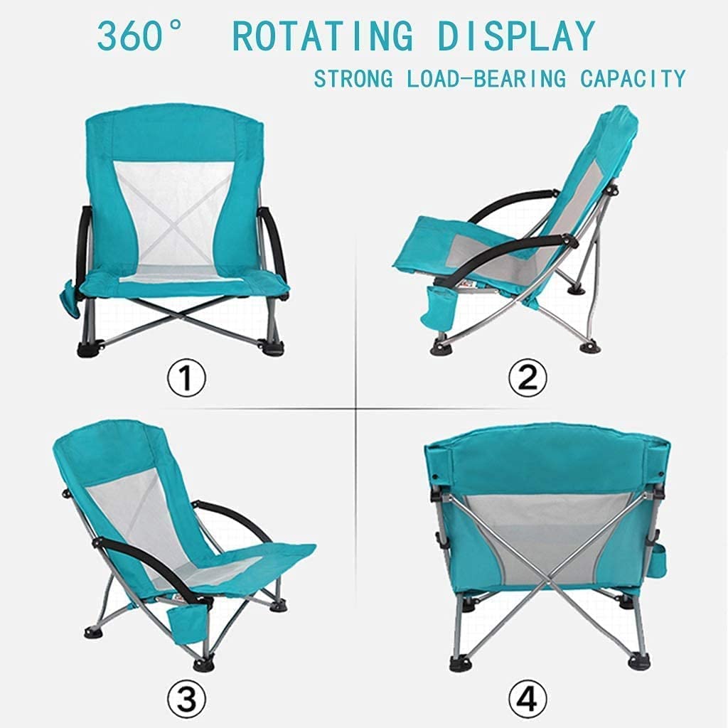 Silla de camping ligera, plegable y baja para playa