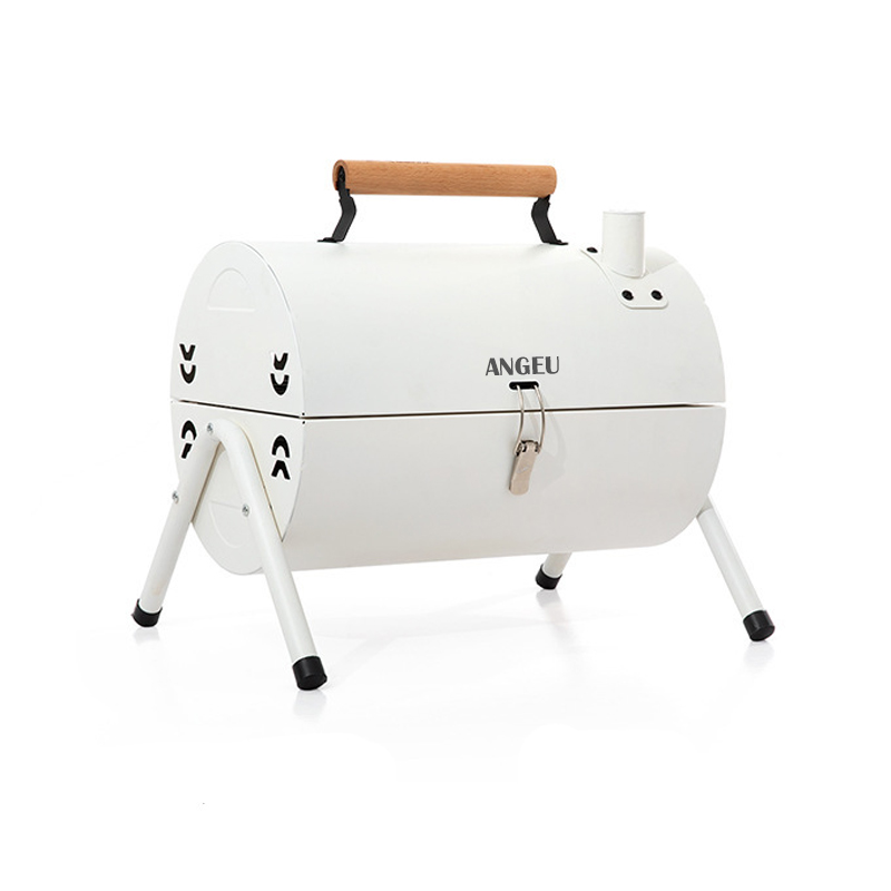Parrilla de carbón portátil de doble barril para barbacoas al aire libre