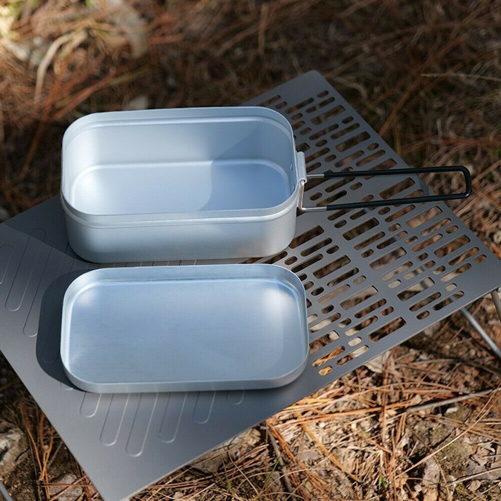 Caja de almacenamiento de alimentos de aluminio para acampar de 0.8 l/1 l