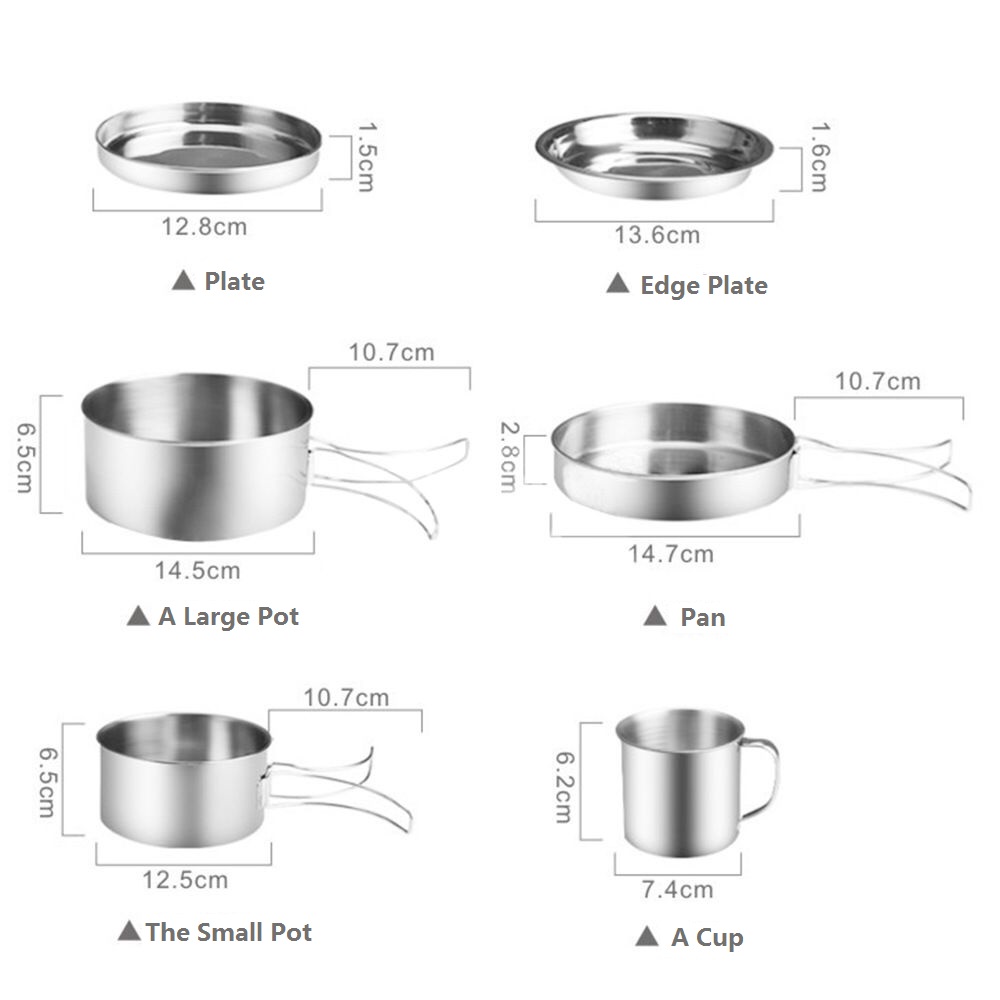 Juego de utensilios de cocina para acampar de acero inoxidable de 12 piezas