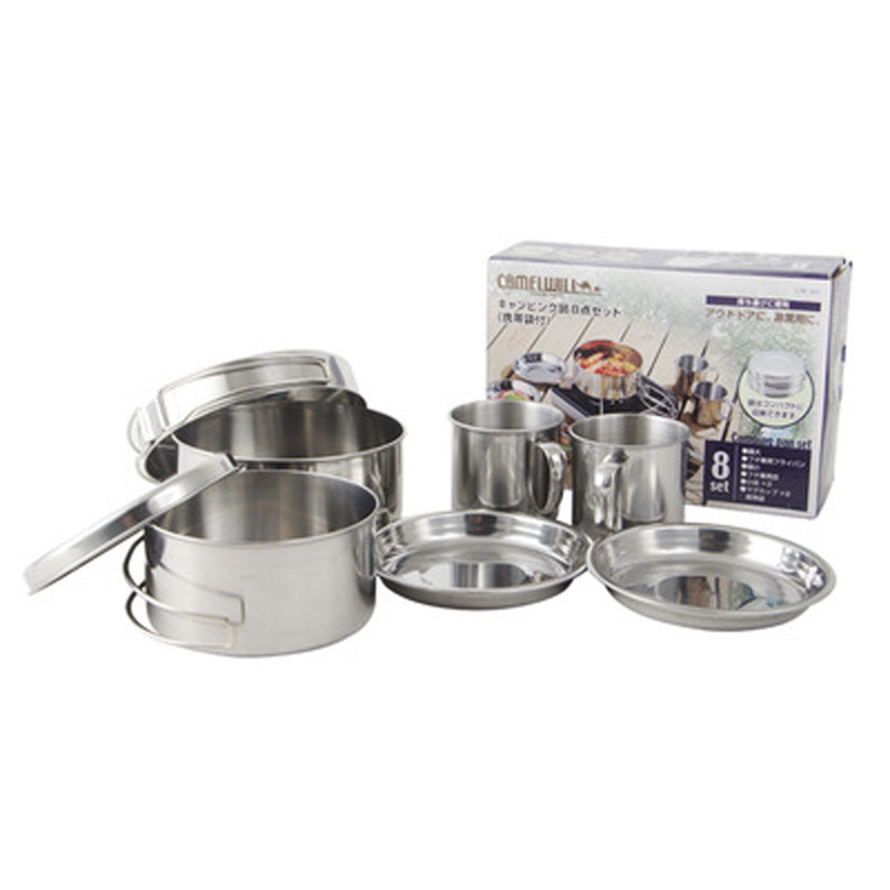 Juego de utensilios de cocina para acampar de acero inoxidable de 12 piezas