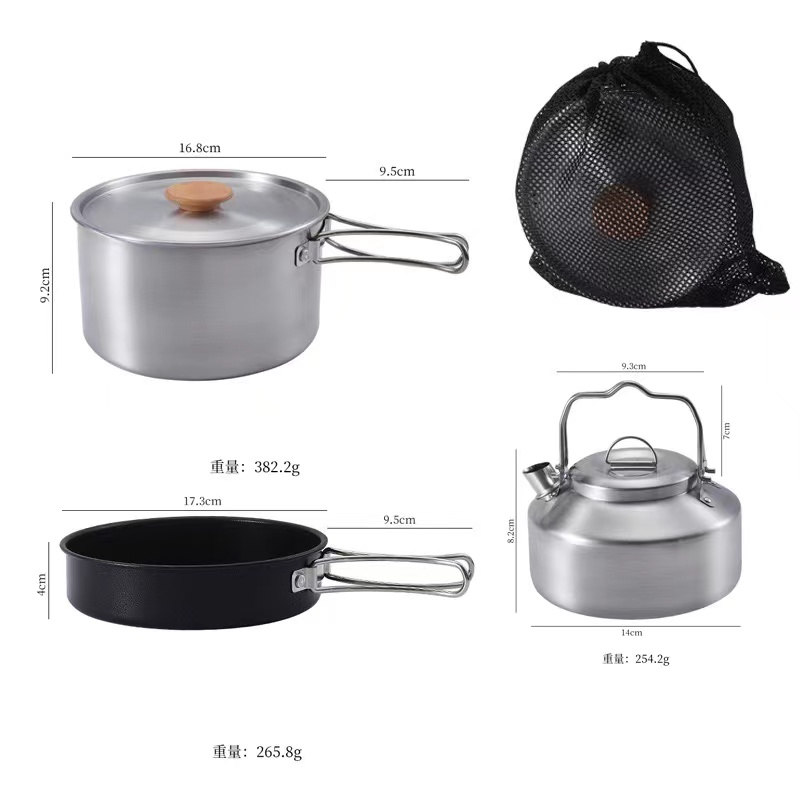 Juegos de utensilios de cocina ultraligeros de acero inoxidable para acampar al aire libre
