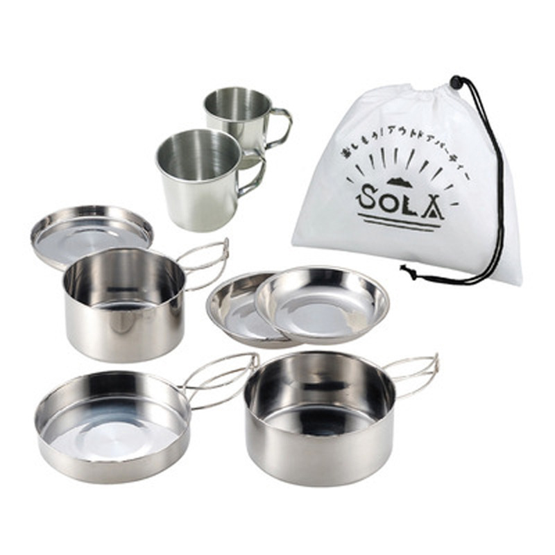 Juego de utensilios de cocina para acampar de acero inoxidable de 12 piezas