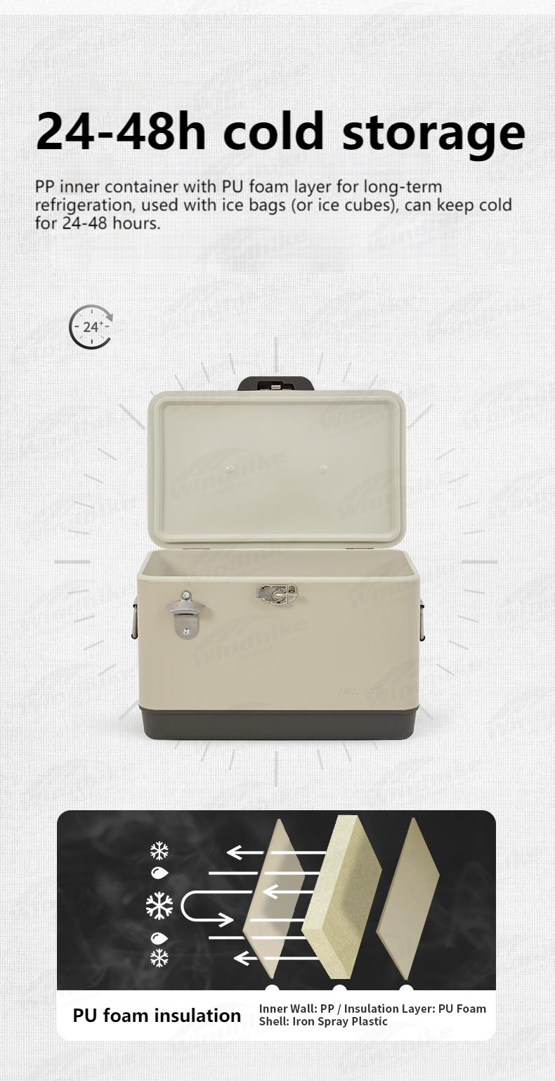 Nevera portátil de metal para acampar de 29 l/51 l: hielera con impresión personalizada