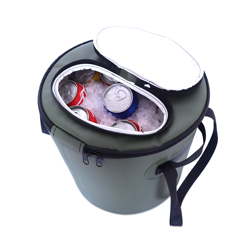 Bolsa térmica redonda con aislamiento de gran venta para acampar: cubo térmico impermeable de PVC para almacenar alimentos para picnic al aire libre