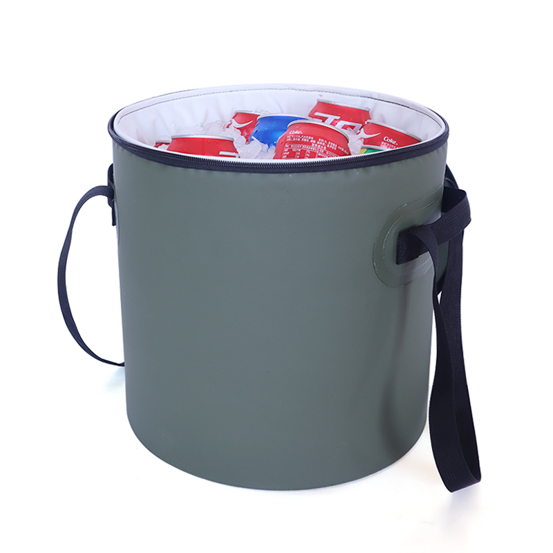 Bolsa térmica redonda con aislamiento de gran venta para acampar: cubo térmico impermeable de PVC para almacenar alimentos para picnic al aire libre