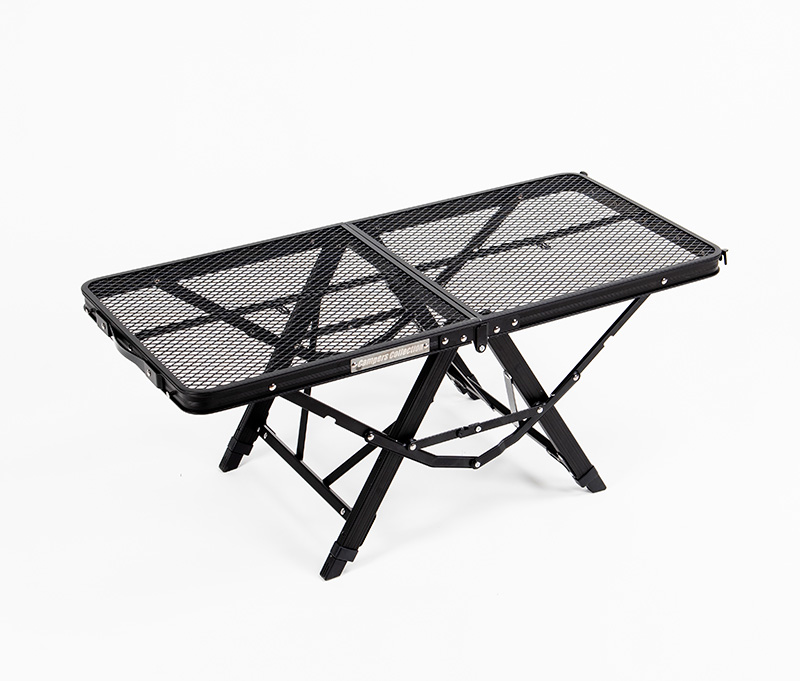 Mesa de picnic plegable de malla para acampar: mesa de rejilla elevada y baja