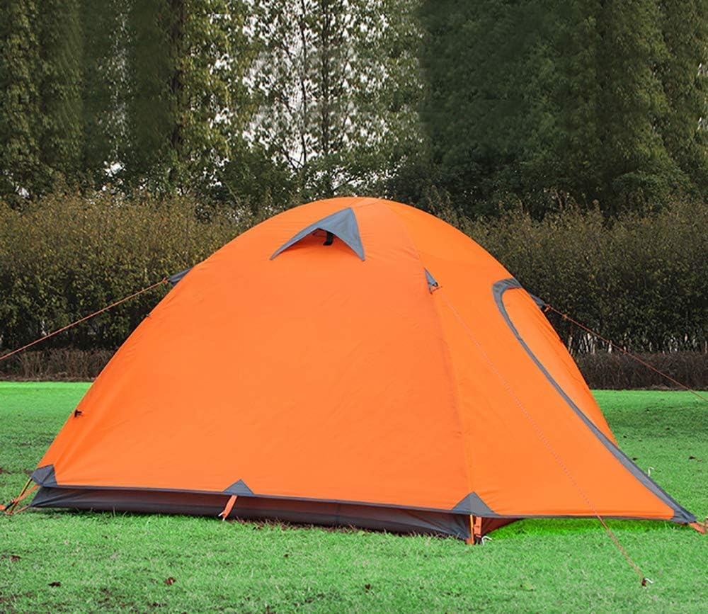 Tienda de campaña ultraligera para exteriores con doble puerta para mochileros en la cima de la montaña