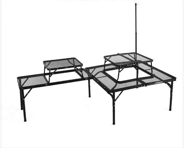 Mesa plegable para fogatas y picnic: mesa resistente y ligera con elevación y descenso