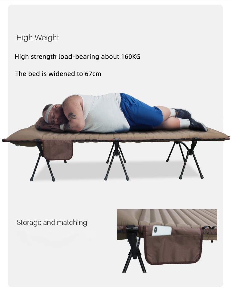 Cama de camping plegable de aluminio con colchón inflable