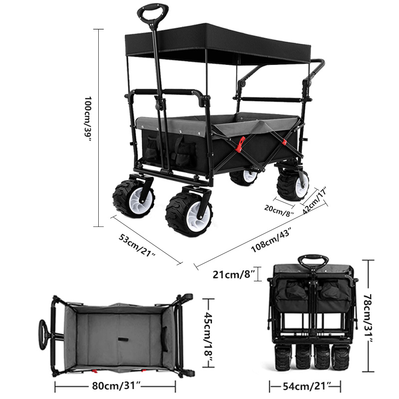 Carro utilitario plegable para exteriores con bolsa de cubierta