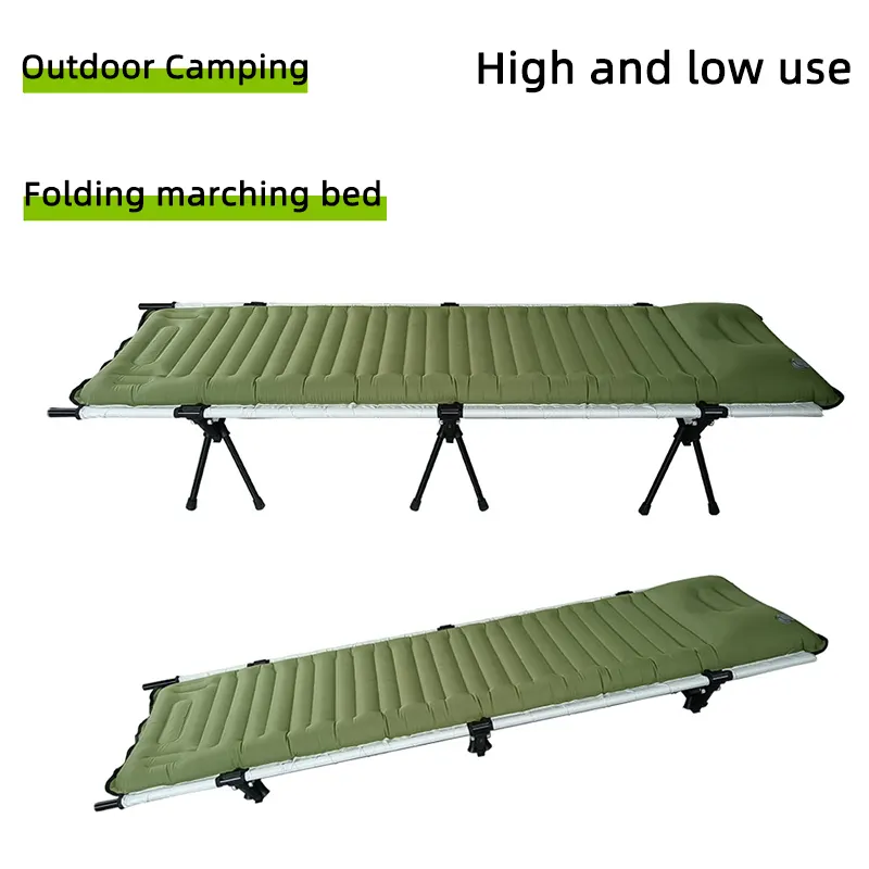 Cama de camping plegable de aluminio con colchón inflable