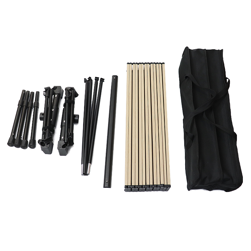 Mesa de camping plegable de aluminio portátil ultraligera: altura ajustable, tablero enrollable