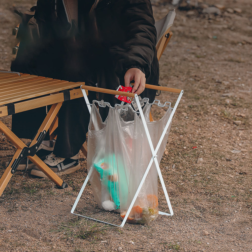 Soporte para bolsas de basura para acampar al aire libre: rejilla de clasificación de residuos plegable
