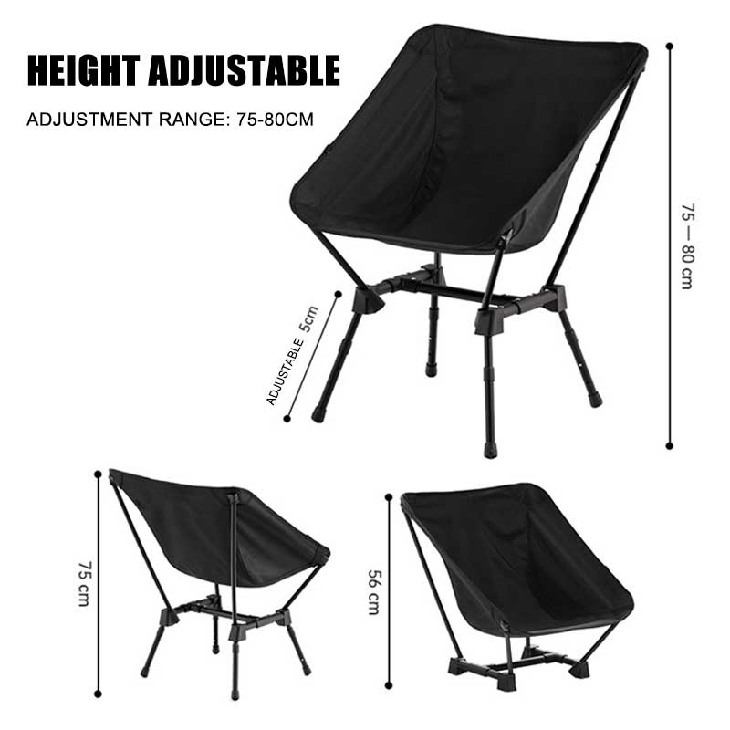 Silla portátil para acampar y hacer mochileros: altura y ángulo de asiento ajustables
