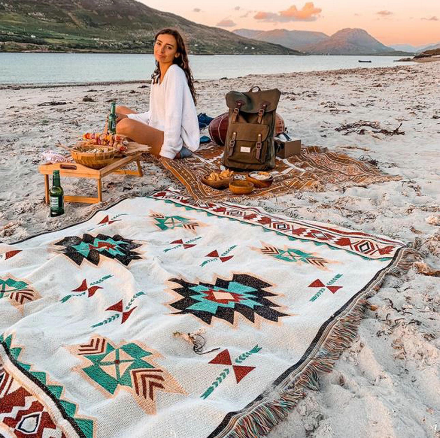 Manta impermeable para acampar al aire libre: tapete para picnic estilo India
