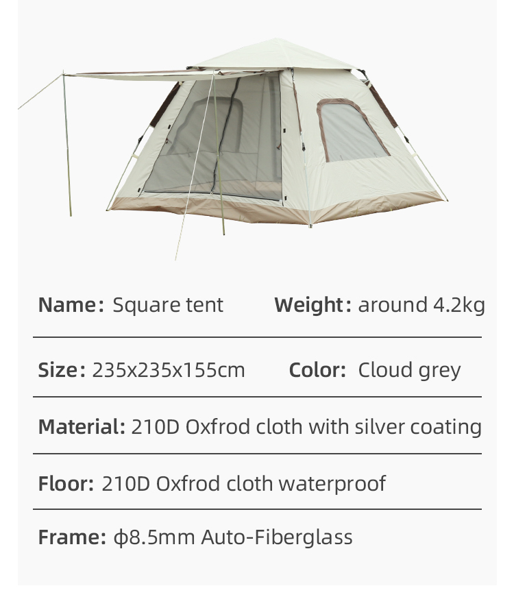 Tienda de campaña familiar automática, impermeable, con factor de protección solar UPF 50+, con vestíbulo y vista al cielo