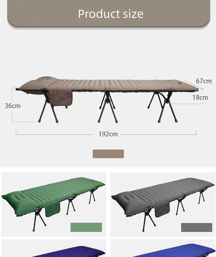 Cama de camping plegable de aluminio con colchón inflable