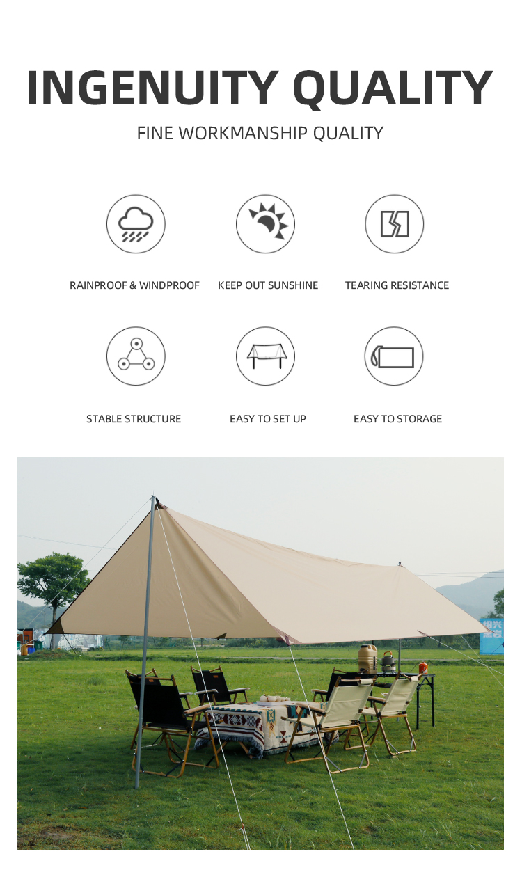 Toldo rectangular para acampar con protección solar UPF 50