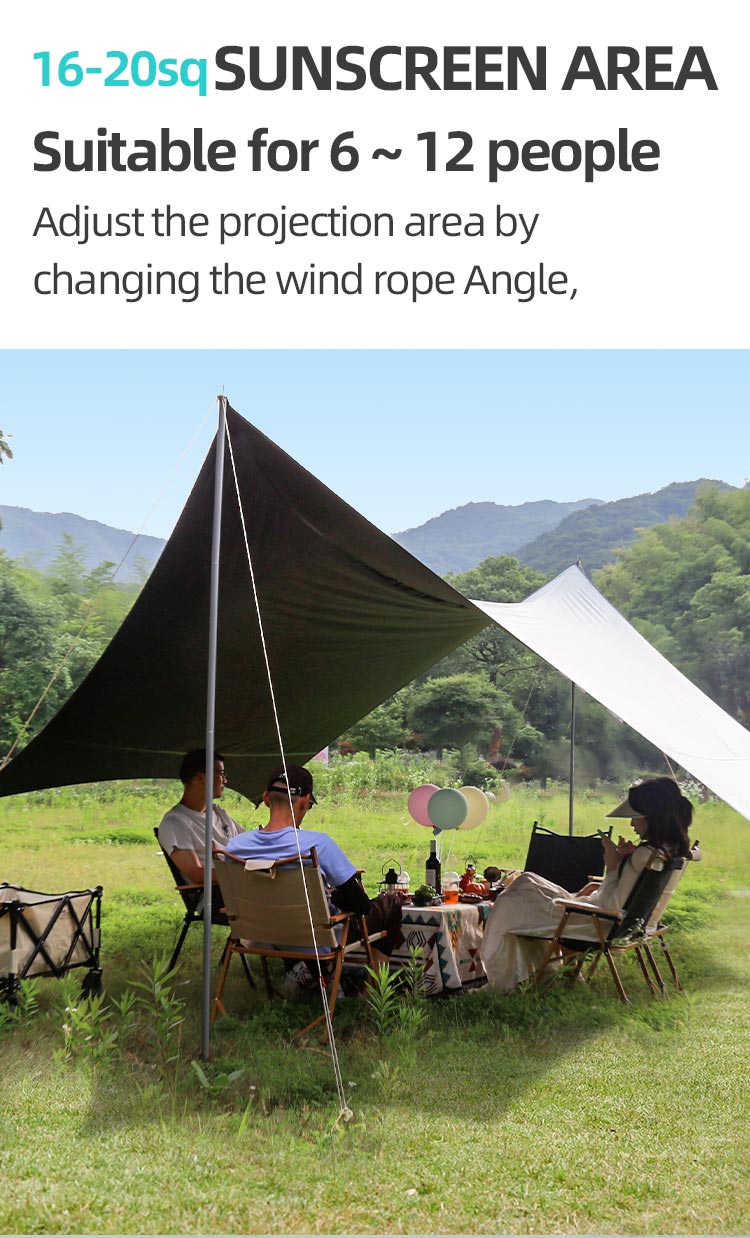 Toldo de vinilo para acampar con forma de mariposa: refugio para carpa impermeable con protección solar UPF 50