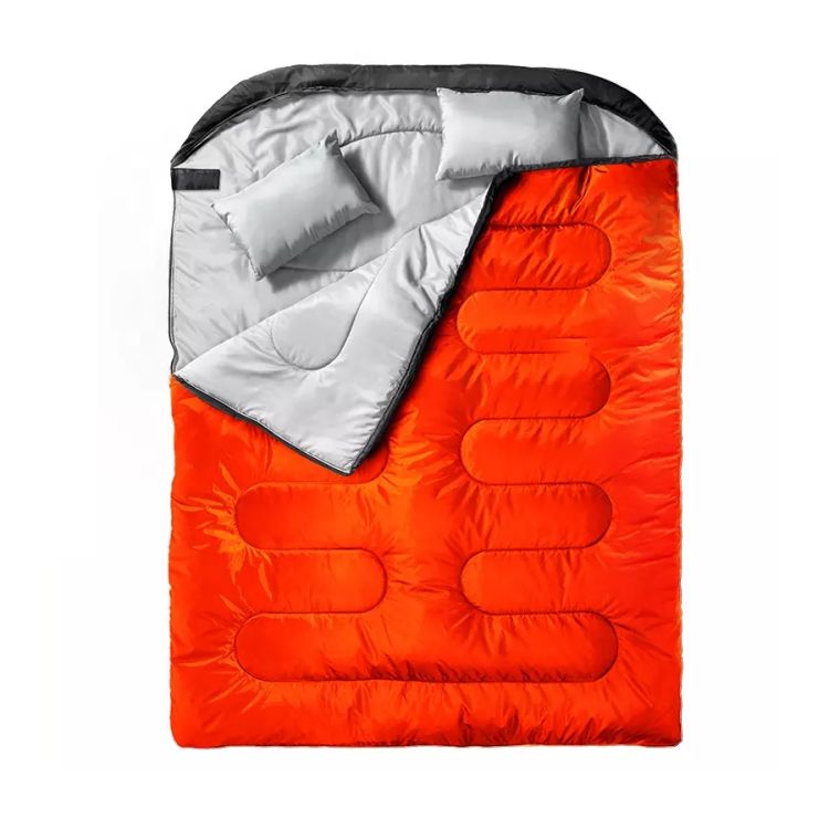 Saco de dormir impermeable para acampar para 2 personas con 2 almohadas