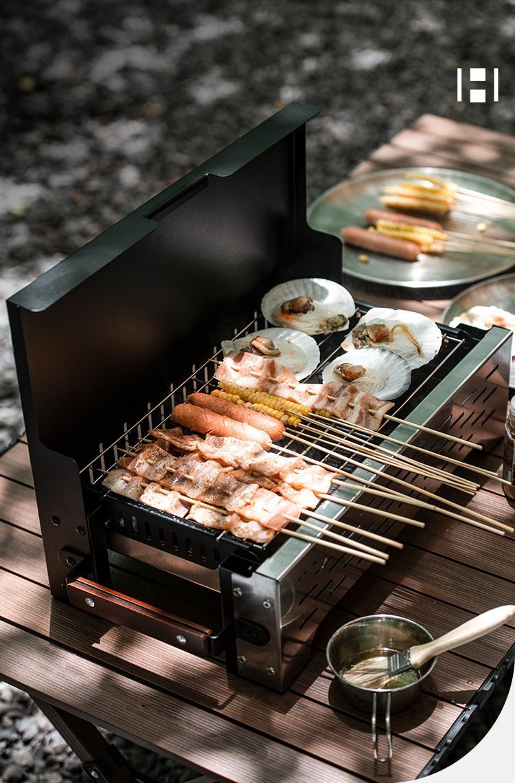 Parrilla portátil de mesa para exteriores - Parrillas de carbón para barbacoa para acampar