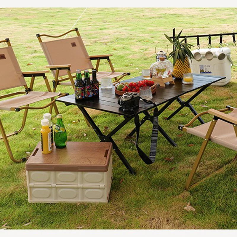 Mesa enrollable para acampar al aire libre y juego de 4 sillas Kermit