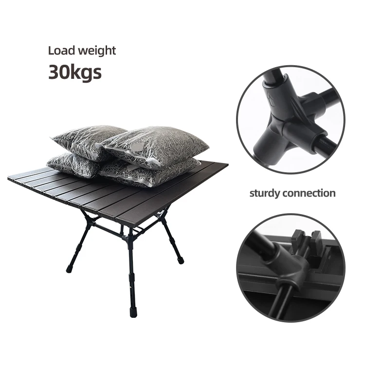 Juego de muebles de camping portátiles: mesa y sillas plegables de aluminio