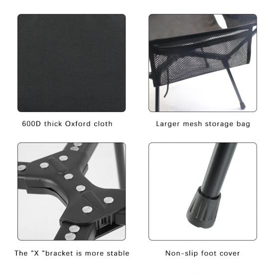 Silla de camping plegable para exteriores con mochila de malla transparente