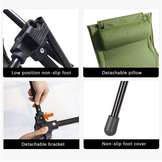 Silla de camping portátil de aluminio con respaldo alto - Sillas de senderismo plegables para exteriores