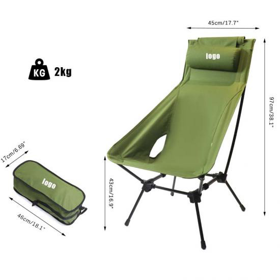 Silla de camping portátil de aluminio con respaldo alto - Sillas de senderismo plegables para exteriores