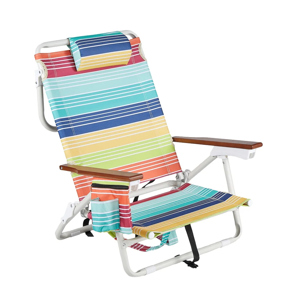 Silla de playa tipo mochila ajustable y plegable para reclinarse