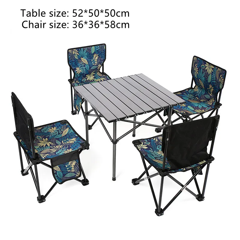 Mesa plegable portátil para acampar con forma de huevo y 4-6 sillas