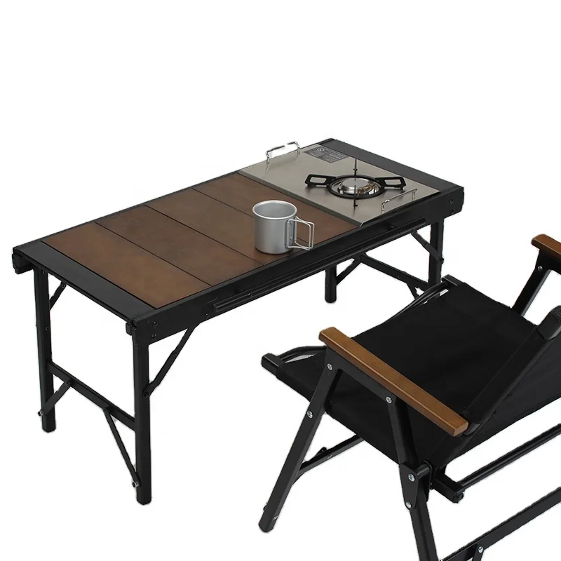 Mesa de aluminio para acampar al aire libre IGT para picnic y barbacoa